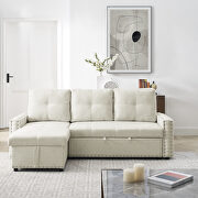 Beige fabric sectional sofa with pulled out bed and reversible chaise by La Spezia additional picture 2