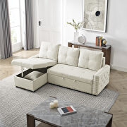 Beige fabric sectional sofa with pulled out bed and reversible chaise by La Spezia additional picture 4