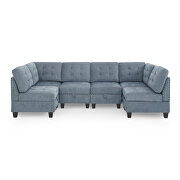 Navy chenille u-shape modular sectional sofa includes four single chair and two corner by La Spezia additional picture 13