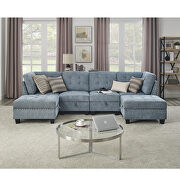 Navy chenille u-shape modular sectional sofa includes two single chair, two corner and two ottoman by La Spezia additional picture 3