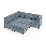 Navy blue chenille l-shape modular sectional sofa includes three single chair, two corner and two ottoman by La Spezia additional picture 12