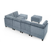 Navy blue chenille l-shape modular sectional sofa includes three single chair, two corner and two ottoman by La Spezia additional picture 15