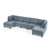 Navy blue chenille l-shape modular sectional sofa includes three single chair, two corner and two ottoman by La Spezia additional picture 16