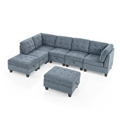 Navy blue chenille l-shape modular sectional sofa includes three single chair, two corner and two ottoman by La Spezia additional picture 17
