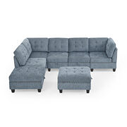 Navy blue chenille l-shape modular sectional sofa includes three single chair, two corner and two ottoman by La Spezia additional picture 21
