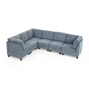 Navy chenille l-shape modular sectional sofa includes three single chair and three corner by La Spezia additional picture 11