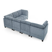 Navy chenille l-shape modular sectional sofa includes three single chair and three corner by La Spezia additional picture 3