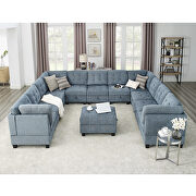 Navy blue soft chenille u-shape modular sectional sofa includes seven single chair, four corner and ottoman by La Spezia additional picture 11