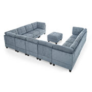 Navy blue soft chenille u-shape modular sectional sofa includes seven single chair, four corner and ottoman by La Spezia additional picture 3