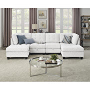 Ivory chenille u-shape modular sectional sofa includes two single chair, two corner and two ottoman by La Spezia additional picture 8