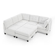 Ivory chenille l-shape modular sectional sofa includes three single chair, two corner and two ottoman by La Spezia additional picture 4