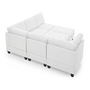 Ivory chenille l-shape modular sectional sofa includes three single chair, two corner and two ottoman by La Spezia additional picture 9