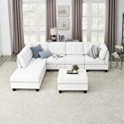 Ivory chenille l-shape modular sectional sofa includes three single chair, two corner and two ottoman by La Spezia additional picture 10