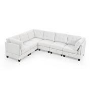Ivory chenille l-shape modular sectional sofa combination includes three single chair and three corner by La Spezia additional picture 10