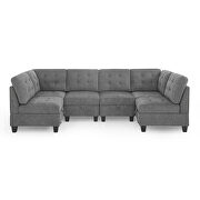 Gray chenille u-shape modular sectional sofa includes four single chair and two corner by La Spezia additional picture 6
