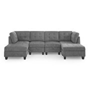 Gray chenille u-shape modular sectional sofa includes two single chair, two corner and two ottoman by La Spezia additional picture 2