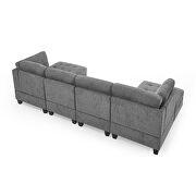 Gray chenille u-shape modular sectional sofa includes two single chair, two corner and two ottoman by La Spezia additional picture 11