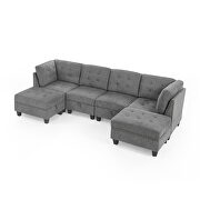 Gray chenille u-shape modular sectional sofa includes two single chair, two corner and two ottoman by La Spezia additional picture 4
