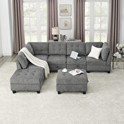 Gray chenille l-shape modular sectional sofa includes three single chair, two corner and two ottoman by La Spezia additional picture 5