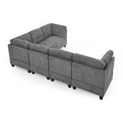 Gray chenille l-shape modular sectional sofa includes three single chair and three corner by La Spezia additional picture 9