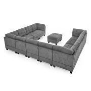 Gray chenille u-shape modular sectional sofa includes seven single chair, four corner and one ottoman by La Spezia additional picture 3