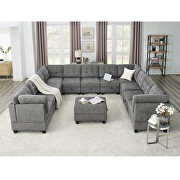 Gray chenille u-shape modular sectional sofa includes seven single chair, four corner and one ottoman by La Spezia additional picture 4