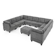 Gray chenille u-shape modular sectional sofa includes seven single chair, four corner and one ottoman by La Spezia additional picture 5