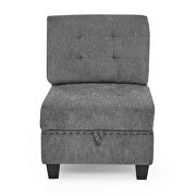 Gray chenille u-shape modular sectional sofa includes seven single chair, four corner and one ottoman by La Spezia additional picture 8