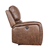 Nut brown bonded pu leather power electric recliner chair with usb charge port additional photo 2 of 11