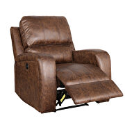 Nut brown bonded pu leather power electric recliner chair with usb charge port additional photo 3 of 11