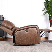 Nut brown bonded pu leather power electric recliner chair with usb charge port additional photo 5 of 11