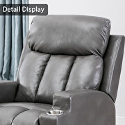Gray breathable pu leather recliner chair with 2 cup holders by La Spezia additional picture 2
