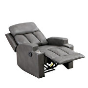 Gray breathable pu leather recliner chair with 2 cup holders by La Spezia additional picture 13