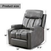 Gray breathable pu leather recliner chair with 2 cup holders by La Spezia additional picture 18