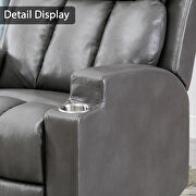 Gray breathable pu leather recliner chair with 2 cup holders by La Spezia additional picture 20