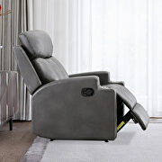 Gray breathable pu leather recliner chair with 2 cup holders by La Spezia additional picture 5