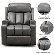 Gray breathable pu leather recliner chair with 2 cup holders by La Spezia additional picture 10