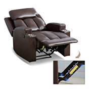 Brown breathable pu leather recliner chair with 2 cup holders by La Spezia additional picture 2