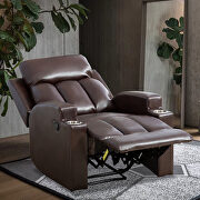 Brown breathable pu leather recliner chair with 2 cup holders by La Spezia additional picture 11
