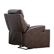 Brown breathable pu leather recliner chair with 2 cup holders by La Spezia additional picture 12