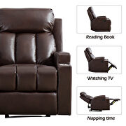 Brown breathable pu leather recliner chair with 2 cup holders by La Spezia additional picture 13