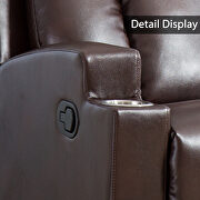 Brown breathable pu leather recliner chair with 2 cup holders by La Spezia additional picture 3