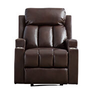 Brown breathable pu leather recliner chair with 2 cup holders by La Spezia additional picture 4