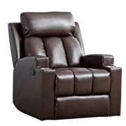 Brown breathable pu leather recliner chair with 2 cup holders by La Spezia additional picture 5