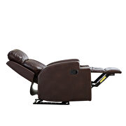 Brown breathable pu leather recliner chair with 2 cup holders by La Spezia additional picture 6