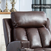 Brown breathable pu leather recliner chair with 2 cup holders by La Spezia additional picture 7