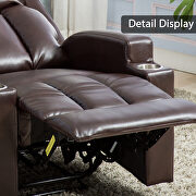 Brown breathable pu leather recliner chair with 2 cup holders by La Spezia additional picture 9