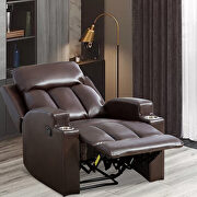 Brown breathable pu leather recliner chair with 2 cup holders by La Spezia additional picture 10