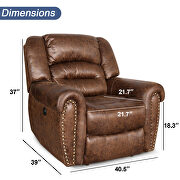 Nut brown microfiber electric recliner chair w/usb port by La Spezia additional picture 2