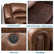 Nut brown microfiber electric recliner chair w/usb port by La Spezia additional picture 9